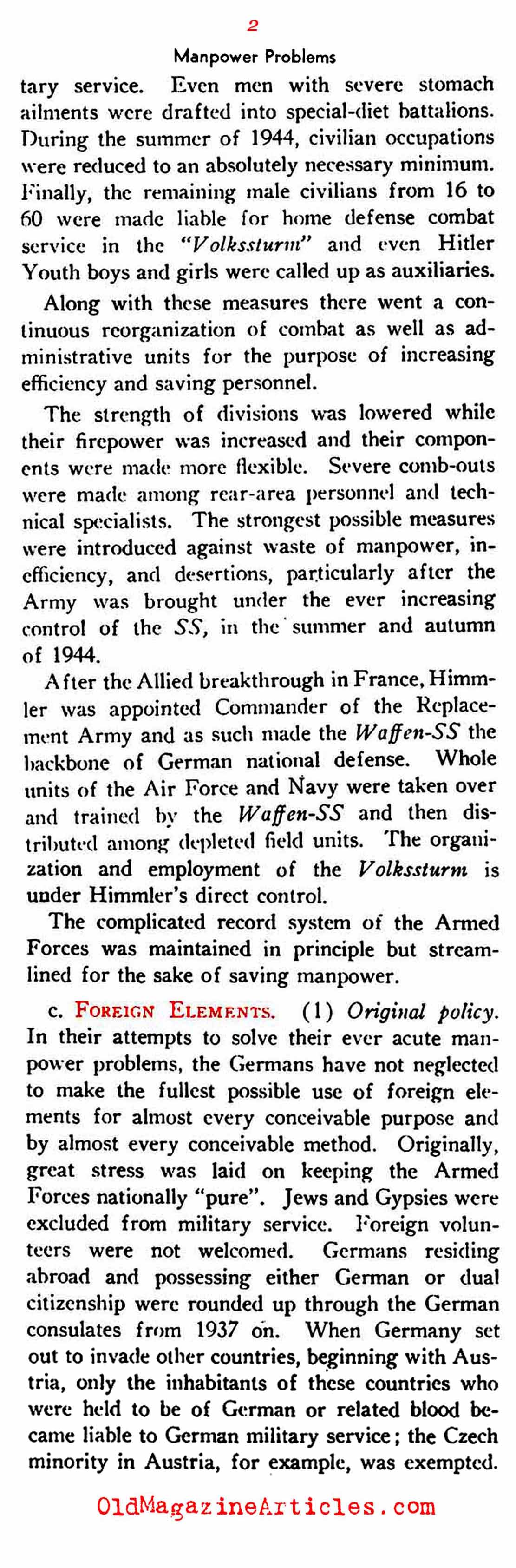 The German Draft and Manpower Supply  (U.S. Dept. of War, 1945)